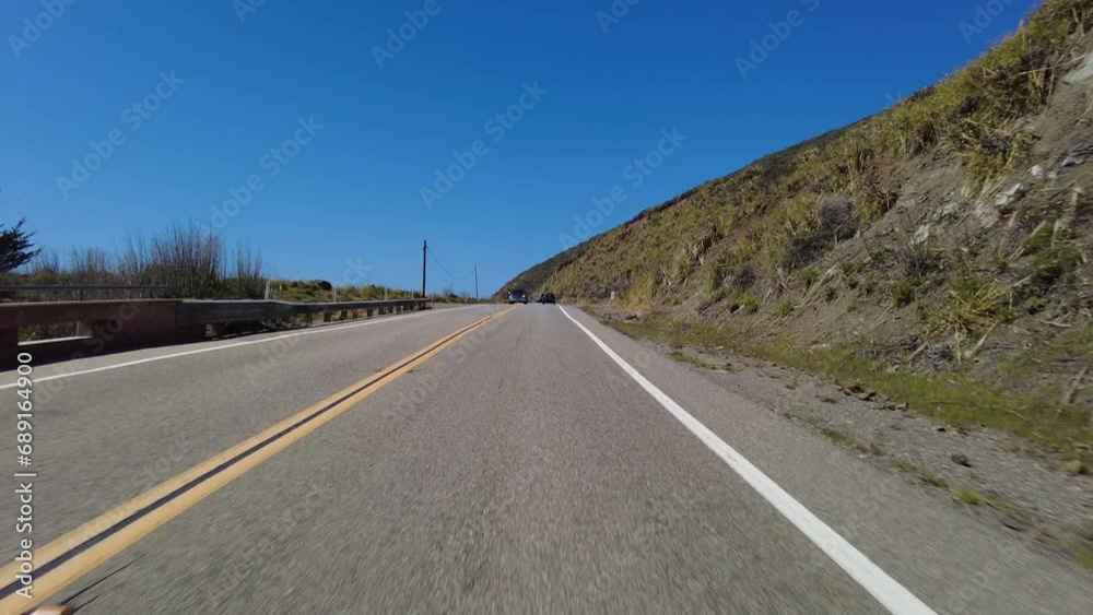 Big Sur Pacific Coast Highway Northbound 5 Limekiln State Park to Big Creek Bridge 10 Front View MultiCam Driving Plate California USA Big Sur Pacific Coast Highway Northbound 5 Limekiln State Park to Big Creek Bridge 10 Front View MultiCam Driving Plate California USA