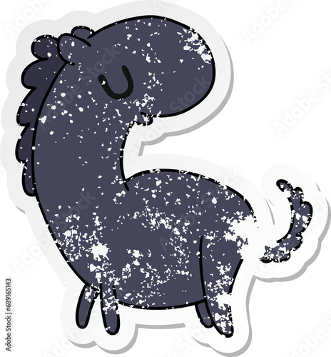 distressed sticker cartoon illustration kawaii of a cute horse photo