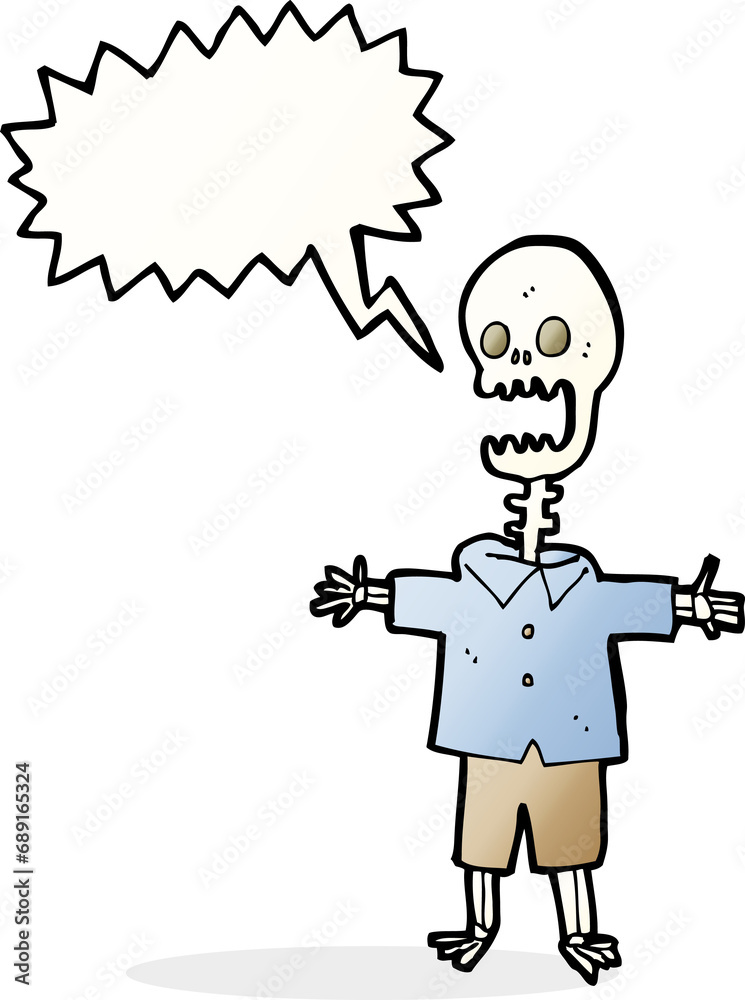 Fototapeta premium cartoon skeleton with speech bubble
