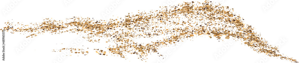 Vector illustration depicting coffee or chocolate powder in motion, creating a dust cloud that splashes on the ground. The background is light and isolated. Format PNG. Vector illustration depicting coffee or chocolate powder in motion, creating a dust cloud that splashes on the ground. The background is light and isolated. Format PNG.