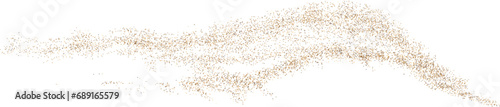 Vector illustration depicting coffee or chocolate powder in motion, creating a dust cloud that splashes on the ground. The background is light and isolated. Format PNG.