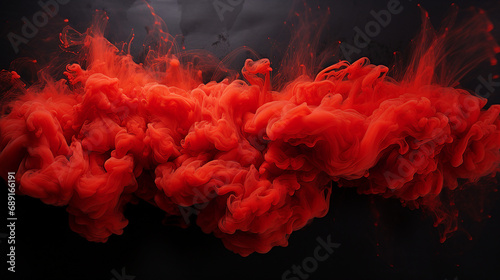 Ethereal Red Smoke on Black Background: Abstract Artistic Motion with Mysterious Atmosphere - Creative Illustration for Modern Concepts and Surreal Fantasy Designs.