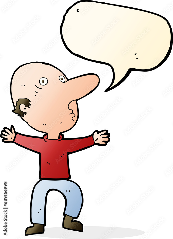 cartoon worried middle aged man with speech bubble cartoon worried middle aged man with speech bubble