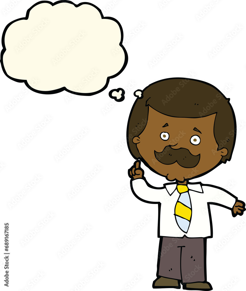 cartoon newsreader man with idea with thought bubble cartoon newsreader man with idea with thought bubble