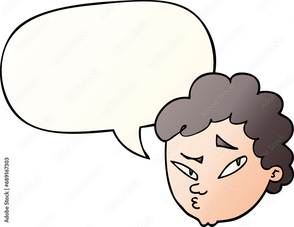 cartoon suspicious man with speech bubble in smooth gradient style cartoon suspicious man with speech bubble in smooth gradient style