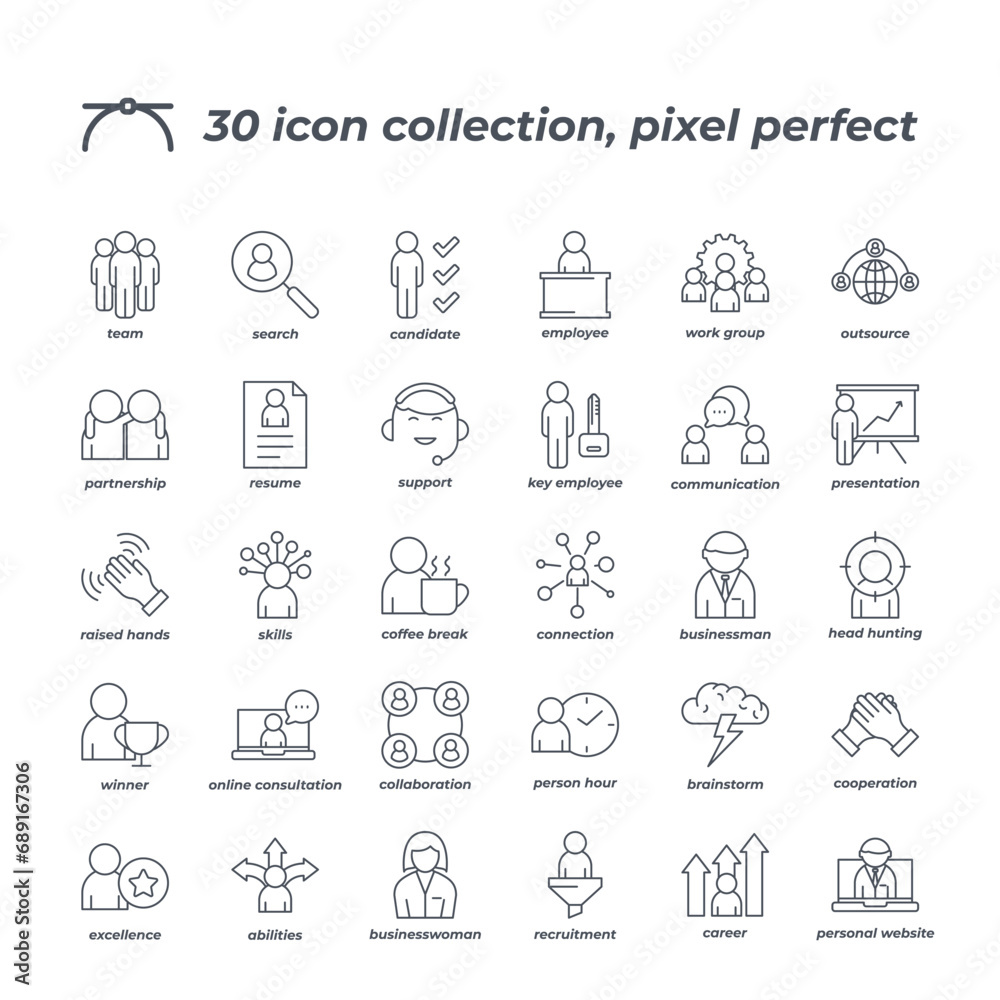 Vector sign of the business people icon set isolated on a white background. symbol color editable.