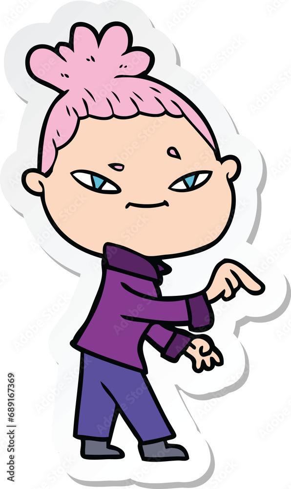sticker of a cartoon woman sticker of a cartoon woman