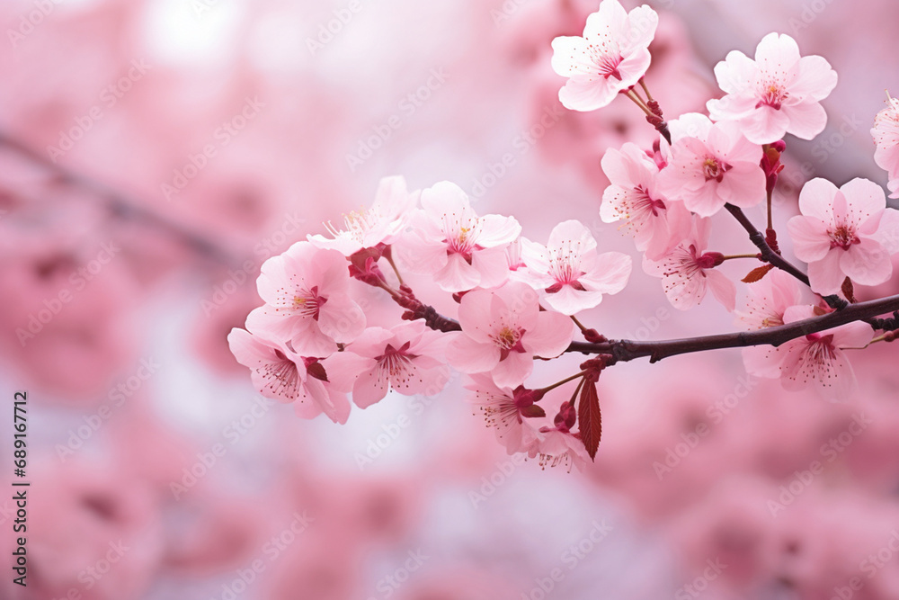 Beautiful pink flowers blooming on the branches of a cherry blossom tree created with Generative Ai Beautiful pink flowers blooming on the branches of a cherry blossom tree created with Generative Ai