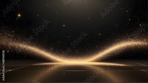Gold Particles Shining Abstract Background Illustration with Text Space