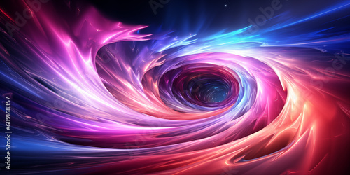 Wellenmotiv in leuchtenden bunten irisierenden Neon Farben als Hintergrundmotiv f  r Webdesign im Querformat f  r Banner  ai generativ