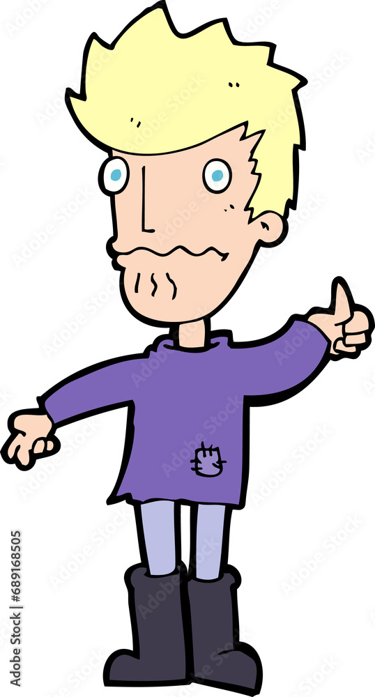 cartoon nervous man giving thumbs up symbol cartoon nervous man giving thumbs up symbol