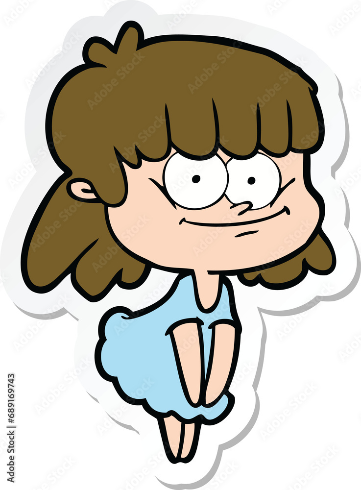 Fototapeta premium sticker of a cartoon smiling woman