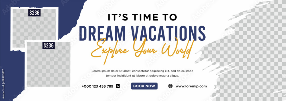 Fototapeta premium Travel holiday vacation social media post web banner