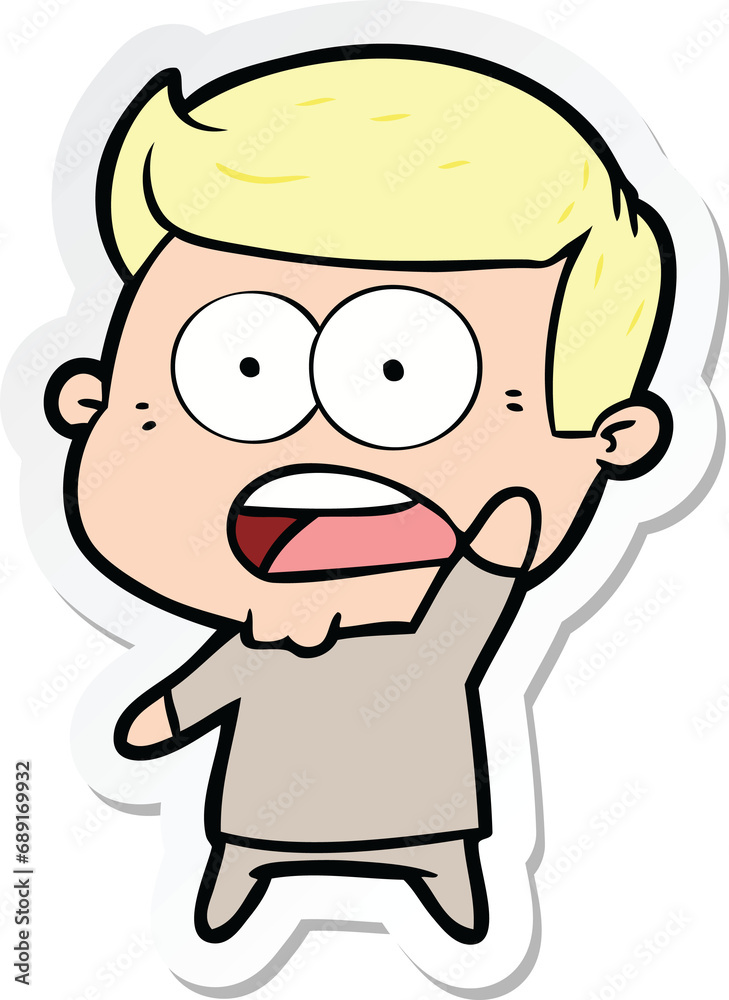 sticker of a cartoon shocked man sticker of a cartoon shocked man