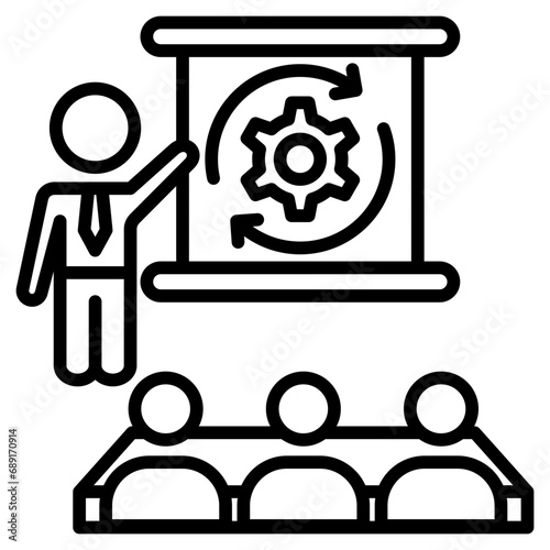 Management Training icon line vector illustration