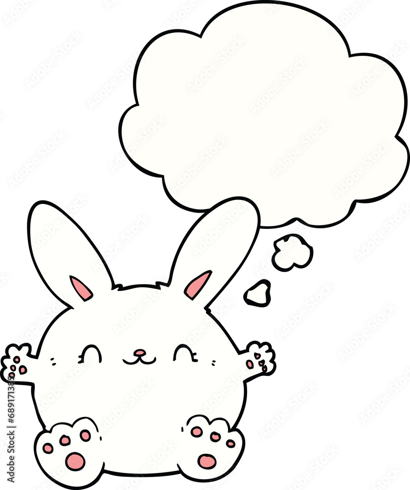 cute cartoon rabbit with thought bubble cute cartoon rabbit with thought bubble