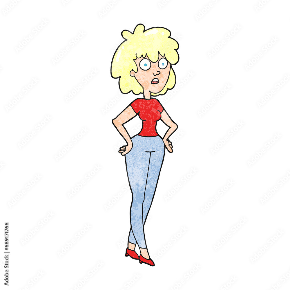 freehand textured cartoon surprised woman freehand textured cartoon surprised woman