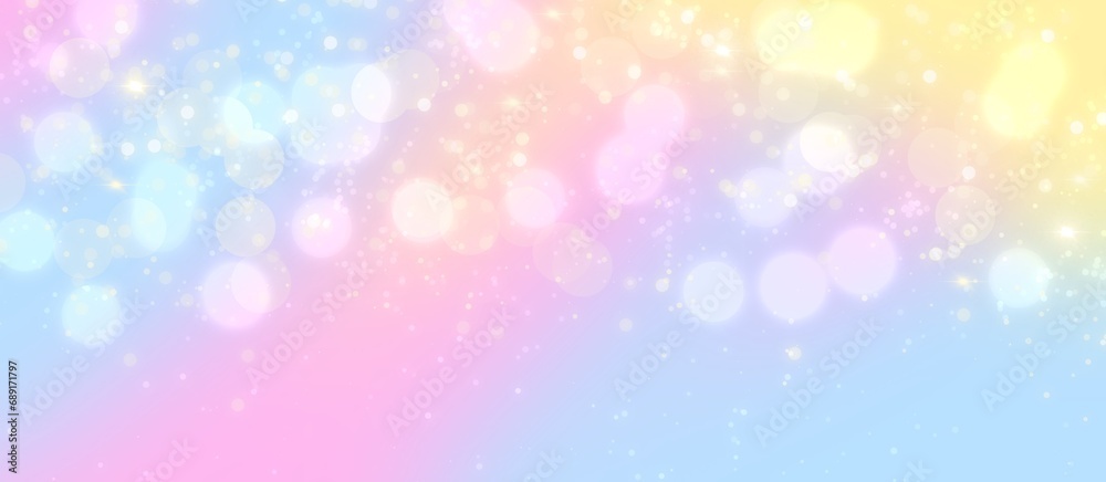 Abstract Yellow blue pink pastel blur gradient with bokeh 