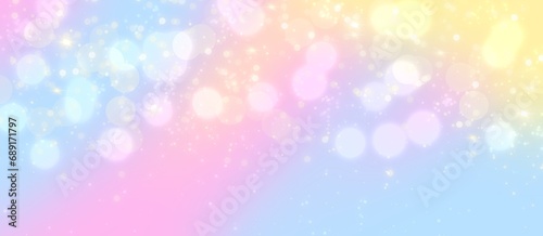 Abstract Yellow blue pink pastel blur gradient with bokeh 