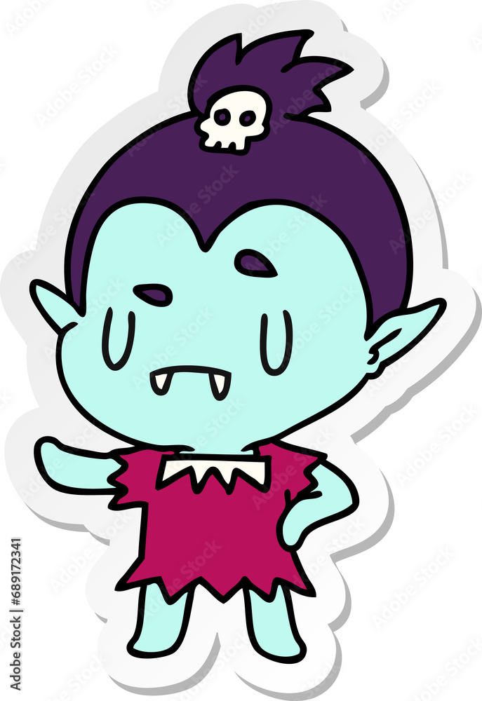 sticker cartoon illustration kawaii of cute vampire girl