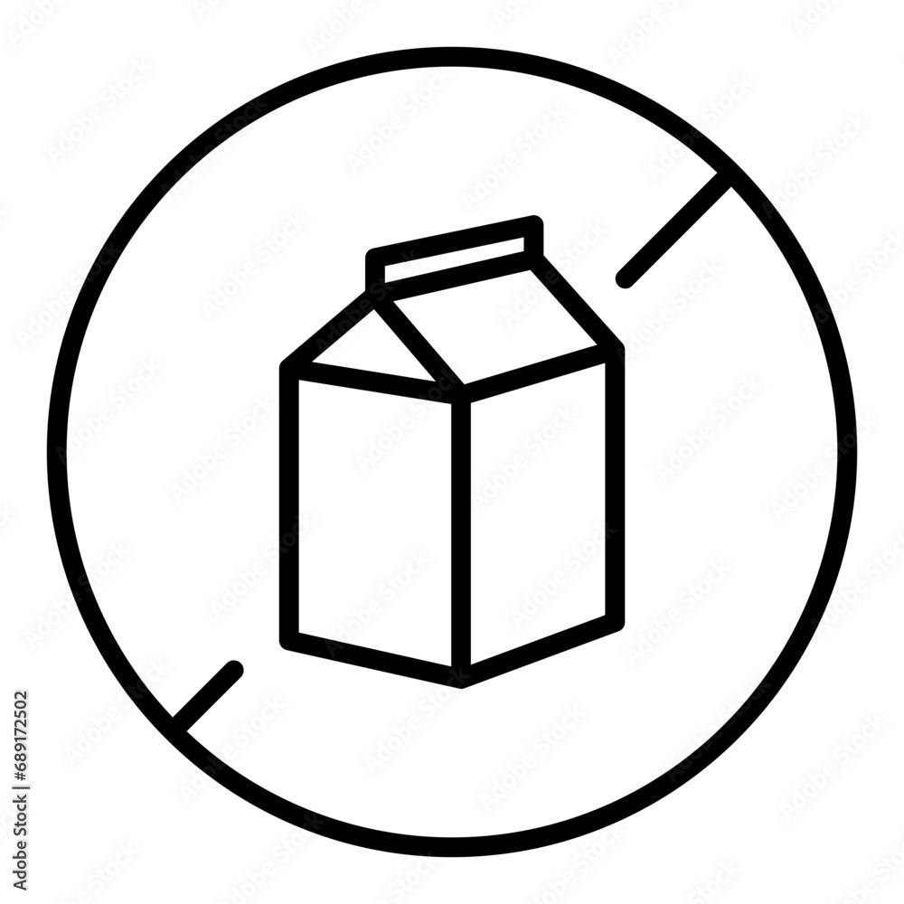 Black single dairy free badge thin line icon, simple ingredient no contain mark flat design pictogram, infographic vector for app logo web button ui ux interface isolated on white background Black single dairy free badge thin line icon, simple ingredient no contain mark flat design pictogram, infographic vector for app logo web button ui ux interface isolated on white background