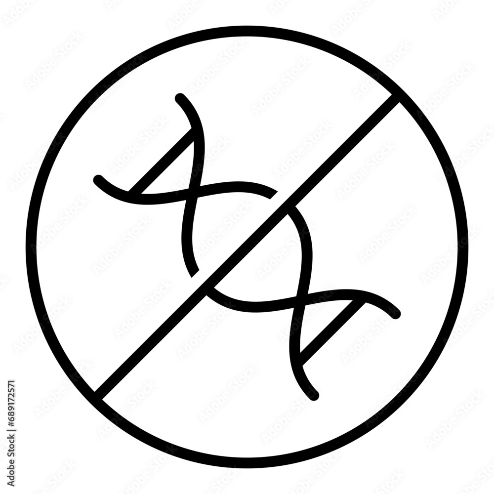 Black single round GMO free badge line icon, simple allergy ingredient no contain mark flat design pictogram, infographic vector for app logo web button ui ux interface isolated on white background Black single round GMO free badge line icon, simple allergy ingredient no contain mark flat design pictogram, infographic vector for app logo web button ui ux interface isolated on white background