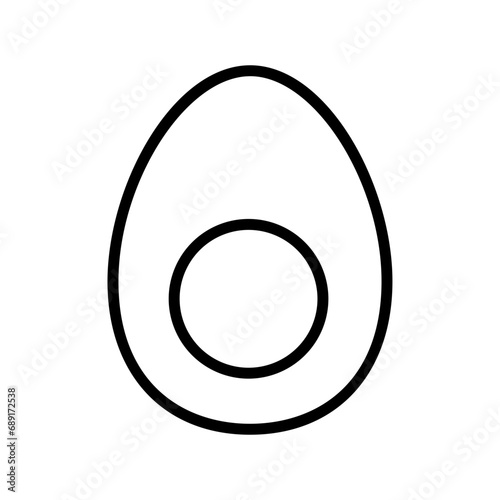 Black single round egg thin line icon, simple outline breakfast food flat design pictogram, infographic vector for app logo web button ui ux interface elements isolated on white background