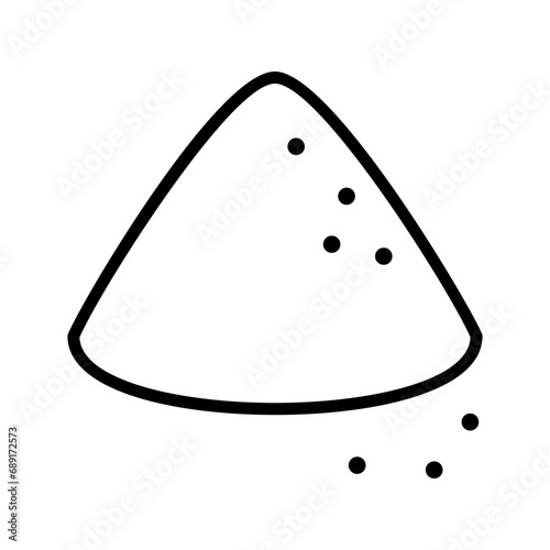 Black single salt or sugar mound thin line icon, simple outline seasoning flat design pictogram, infographic vector for app logo web button ui ux interface elements isolated on white background