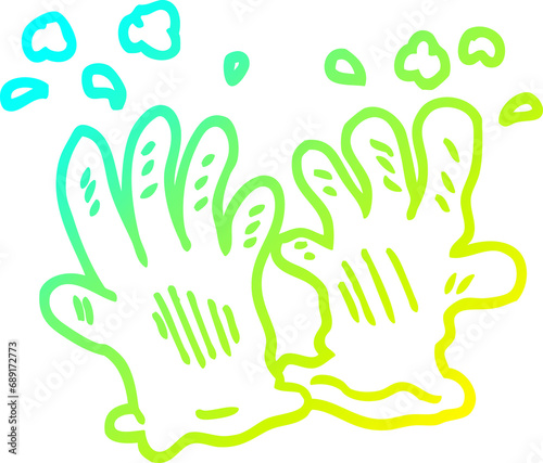 cold gradient line drawing of a cartoon sterile gloves