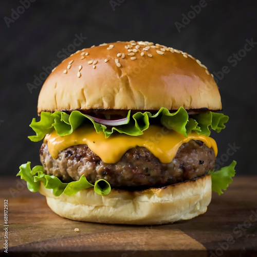 Enjoy a juicy hamburger on a bun with American cheese, lettuce, and tomatoes in honor of National Hamburger Day