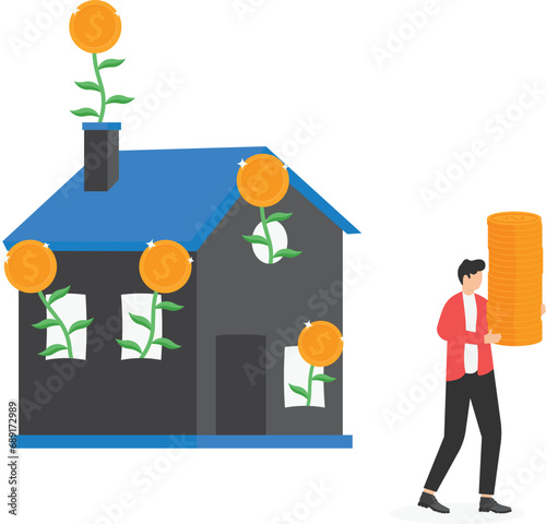 Businessman or investment fund invests in real estate, Rental income, house loan, mortgage debt, profit growth real estate, property business owners reap big profits.

