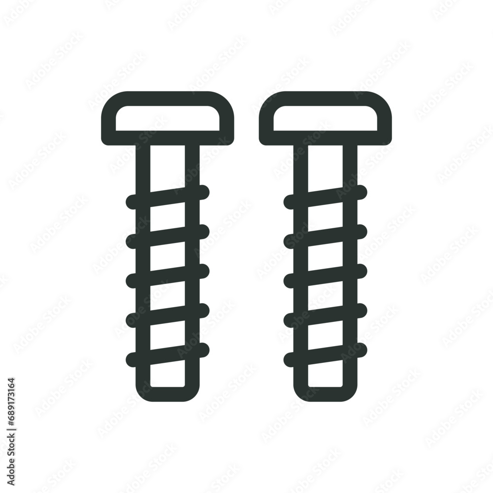 Furniture screws isolated icon, wood connectors screw vector icon with editable stroke Furniture screws isolated icon, wood connectors screw vector icon with editable stroke