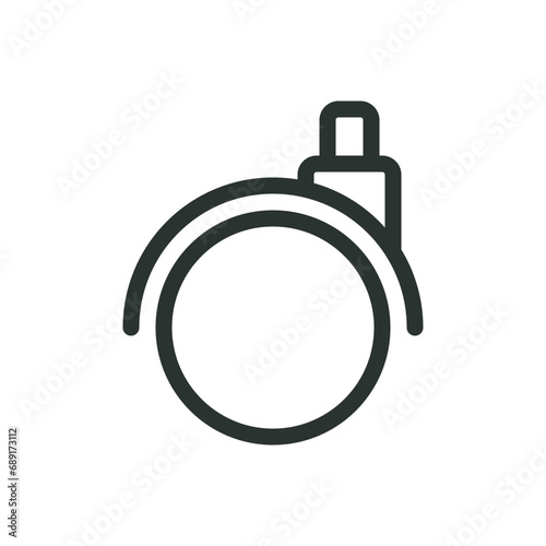 Office chair caster wheel isolated icon, swivel furniture wheels vector icon with editable stroke