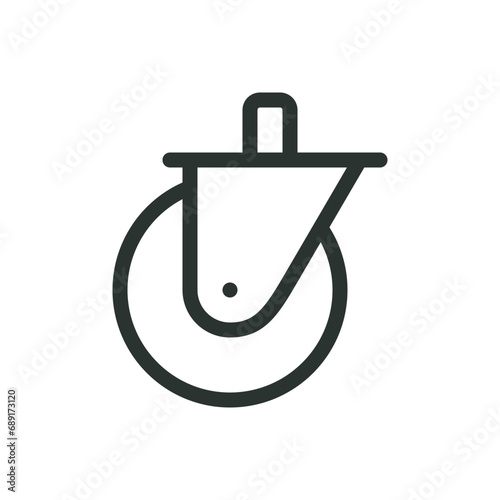 Caster wheel isolated icon, furniture castors wheels vector icon with editable stroke