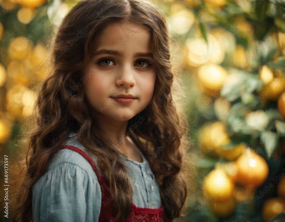 Portrait of a girl in national costume in nature. Portrait of a girl in national costume in nature.