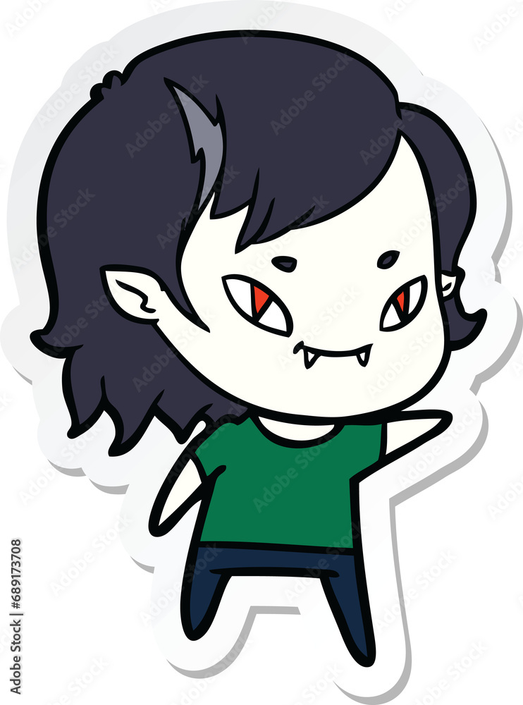sticker of a cartoon friendly vampire girl sticker of a cartoon friendly vampire girl