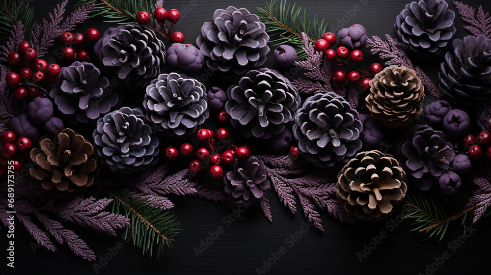 Christmas flat lay background. 