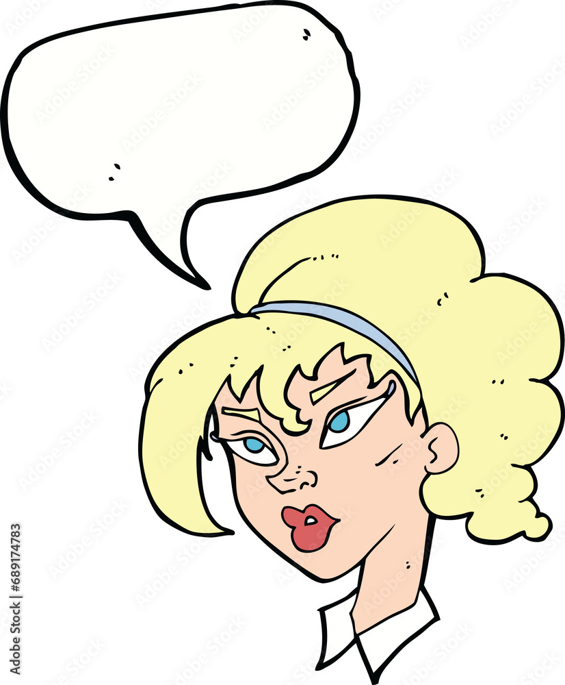 cartoon pretty woman with speech bubble cartoon pretty woman with speech bubble