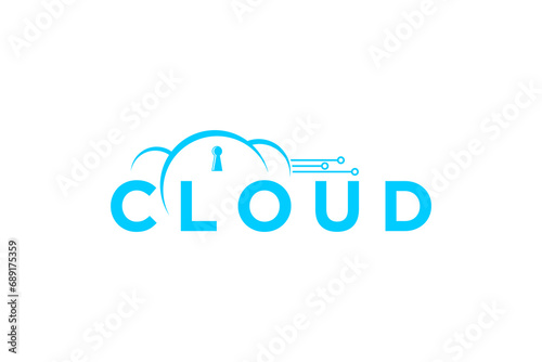 High security cloud storage data logo, modern technology icon symbol.