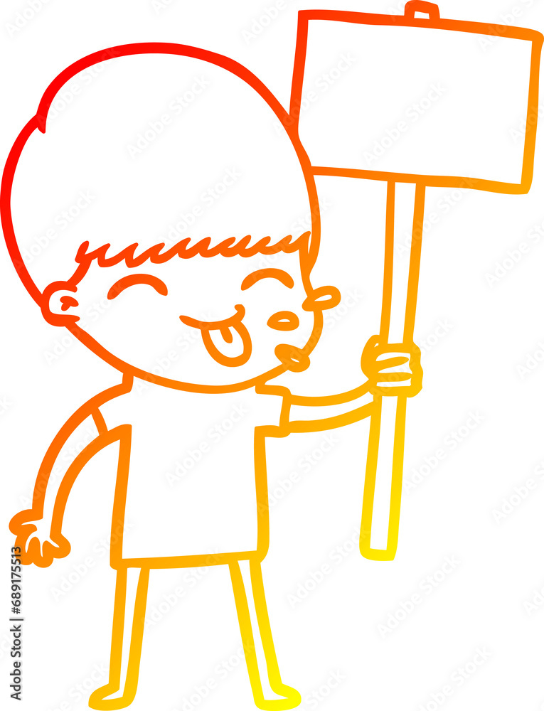 warm gradient line drawing of a happy cartoon boy warm gradient line drawing of a happy cartoon boy
