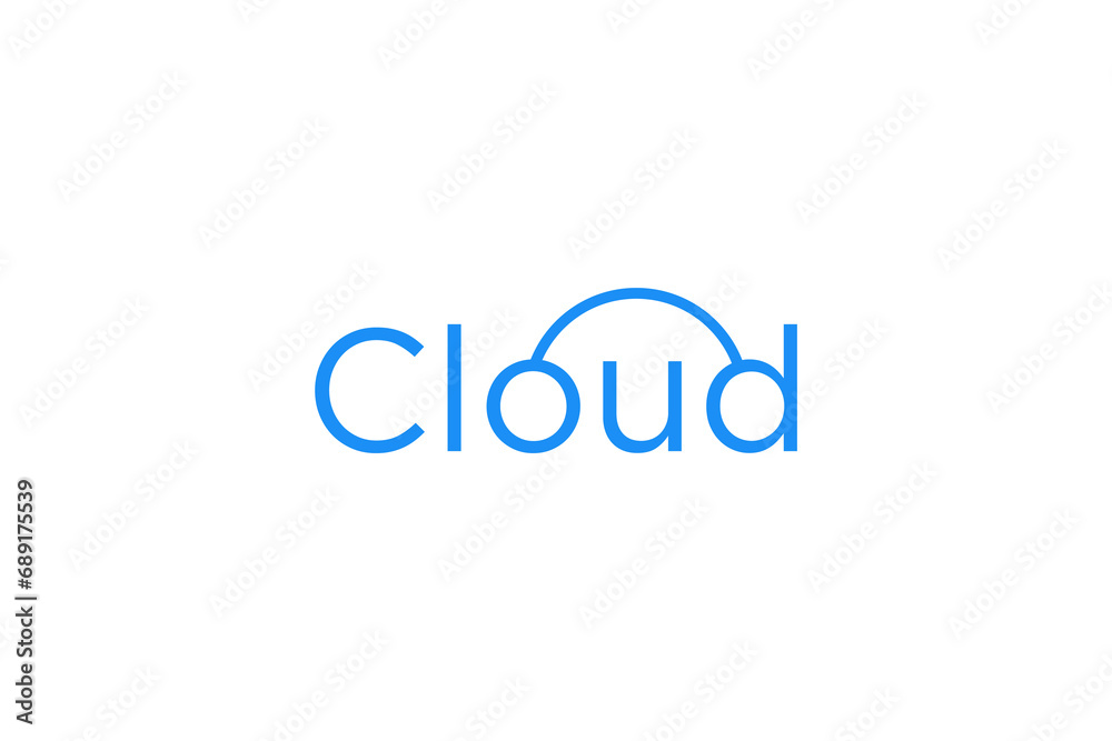 Cloud data cyber security logo lettering, modern internet technology identity.