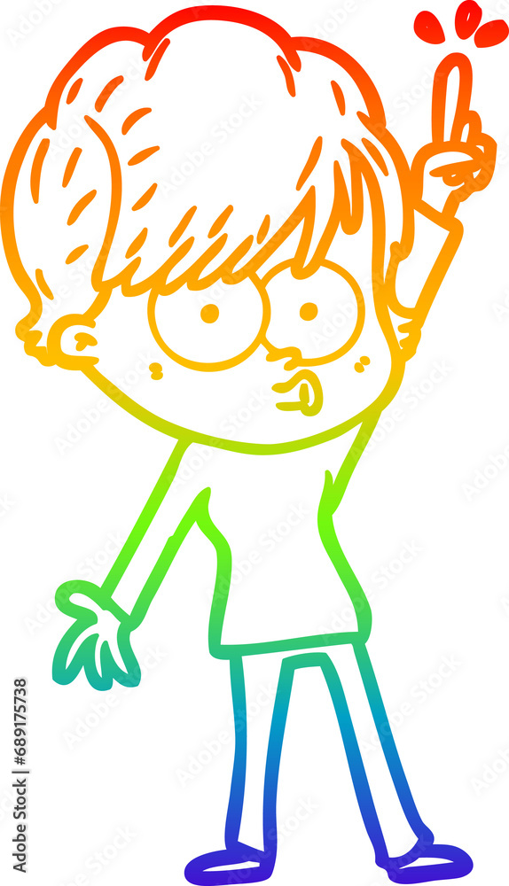 rainbow gradient line drawing of a cartoon woman rainbow gradient line drawing of a cartoon woman