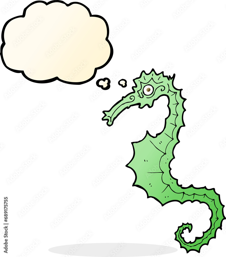 cartoon sea horse with thought bubble cartoon sea horse with thought bubble