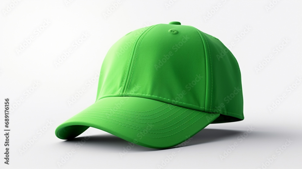 A green baseball cap on a white background A green baseball cap on a white background