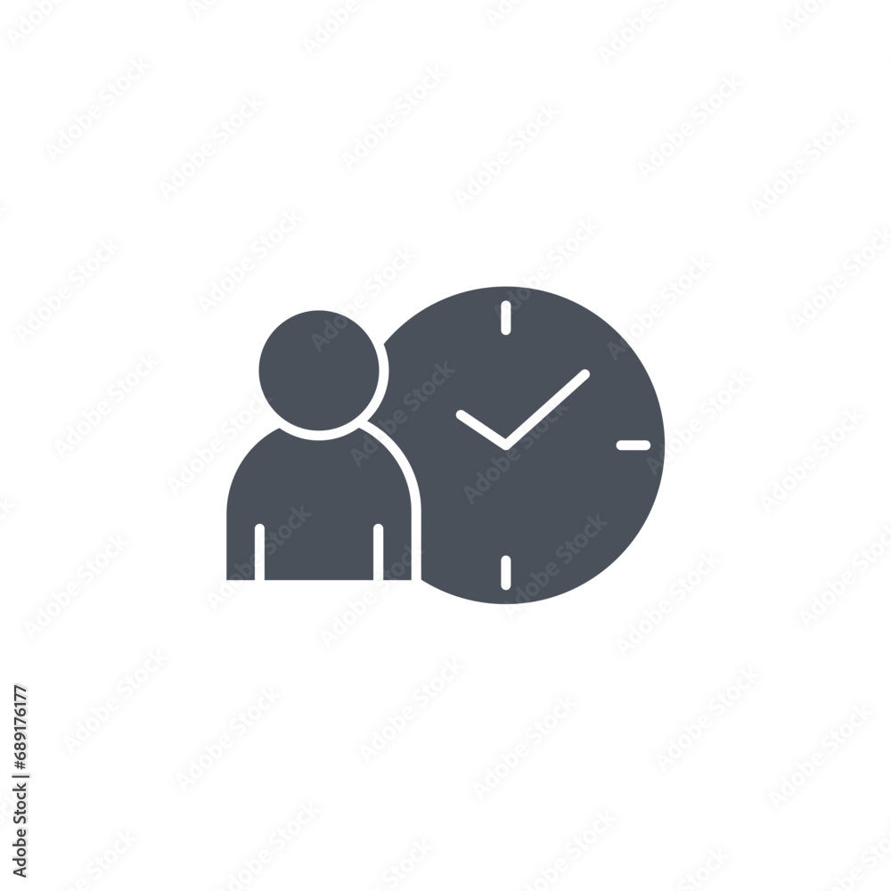 Vector sign of the person hour symbol isolated on a white background. icon color editable. Vector sign of the person hour symbol isolated on a white background. icon color editable.