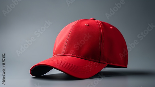 A red baseball cap on a white background
