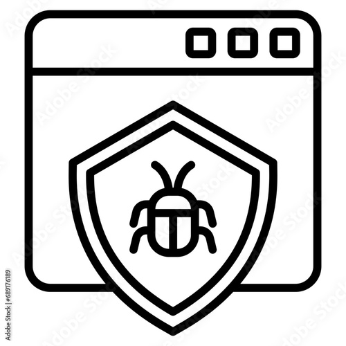 Malware Defense icon line vector illustration