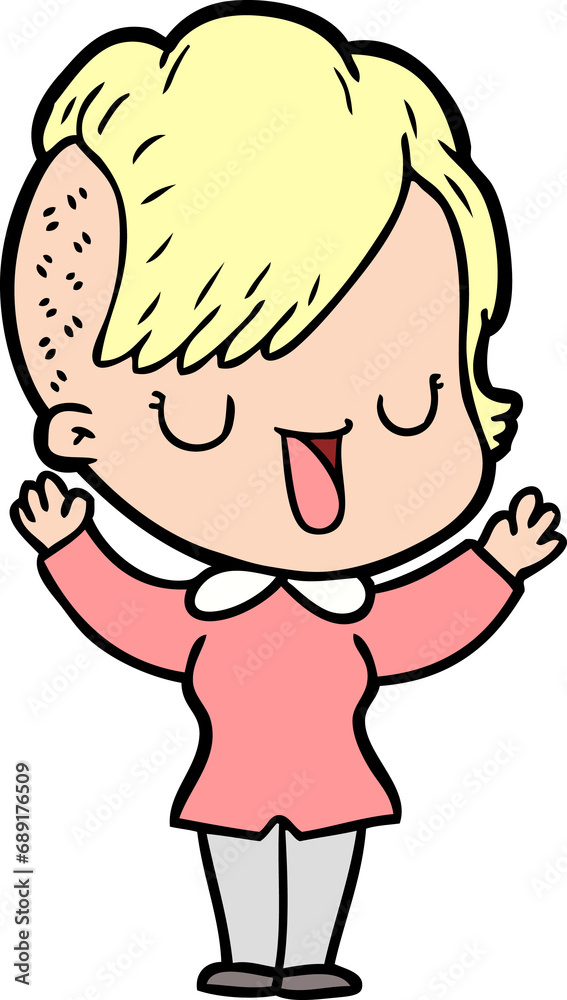 cute cartoon girl with hipster haircut cute cartoon girl with hipster haircut