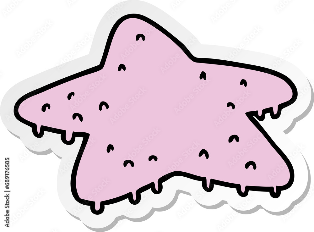 hand drawn sticker cartoon doodle of a star fish