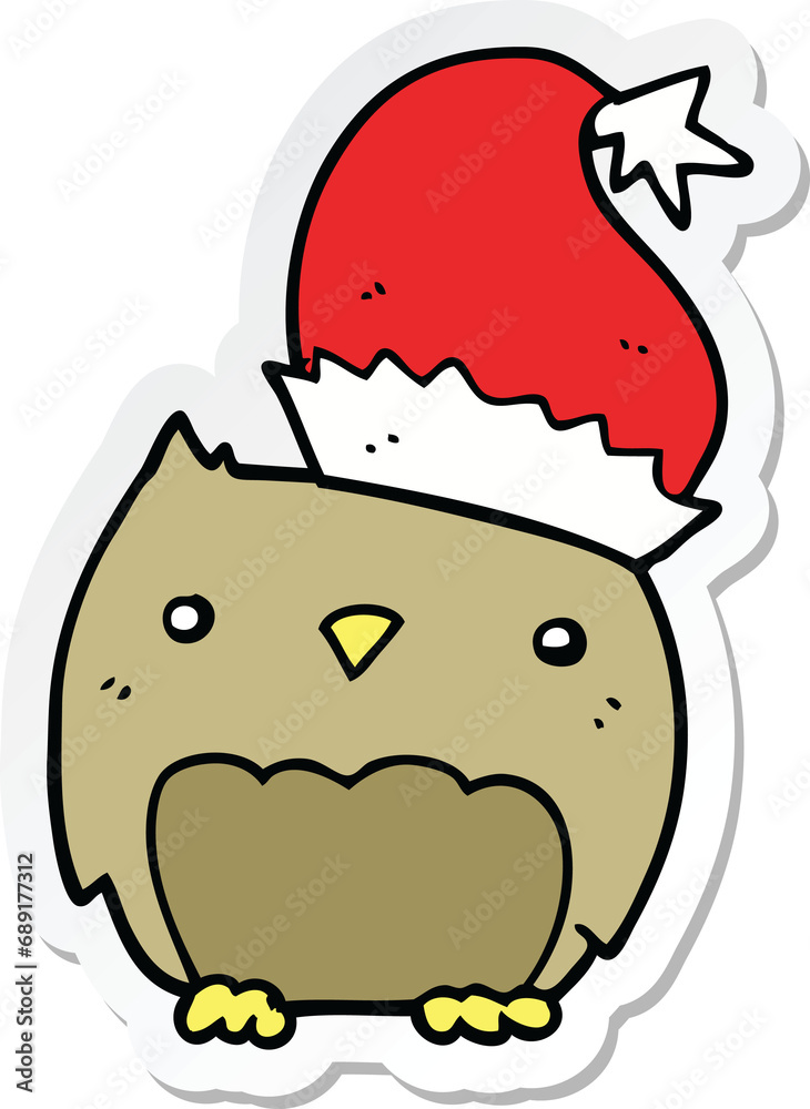 sticker of a cute christmas owl sticker of a cute christmas owl